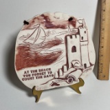 Smoky Mountain Pottery “At The Beach You Forget To Count The Days” Art with Brass Stand