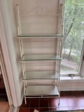 White Metal 4-Tier Shelf with Mirrored Shelves