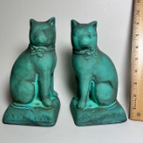 Pair of Turquoise Heavy Stone Cat Bookends