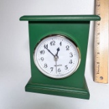 Green Wooden Westclox Battery Operated Desk Clock