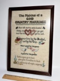“The Makins of a Good Country Marriage” Needlework Framed Picture