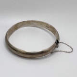 Sterling Silver Hinged Bracelet with Chain Closure