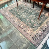 Large Area Rug with Green & Pink