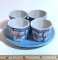 Miniature Porcelain Sake Cups & Tray