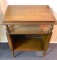 Vintage Wooden Bookstand with Tilted Top on Casters