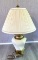 Vintage Brass Lamp with Ivory Glass Bottom - Works