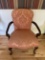 Vintage Accent Chair with Wooden Arms & Legs & Upholstered Seat & Back