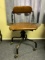 Vintage Leather Brown Desk Chair on Casters