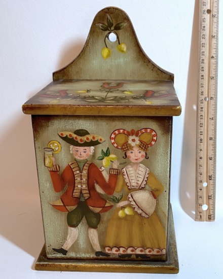 Mid Century Hand Painted Wooden "Leave a Note" Box with Dutch Boy & Girl