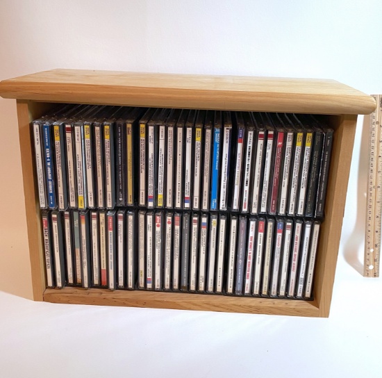 Oak Wood CD Storage Case with CDs