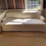 Vintage Ivory Colored Sofa with Wooden Legs