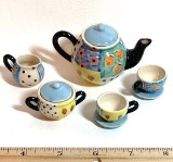 Ceramic Miniature Multi Colored Tea Set