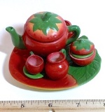 Vintage Miniature Strawberry Tea Set