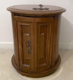 Vintage Round Side Table with Lower Cabinet