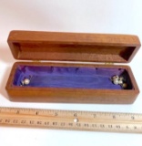 Vintage Small Wooden Hinged Jewelry Box