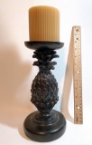 Carved Pineapple Candle Holder with Candle