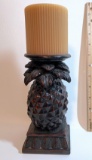 Carved Pineapple Candle Holder with Candle