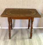 Vintage Wood Side Table with Painted Top
