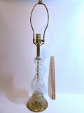 Vintage Crystal Lamp with Brass Bottom - Works