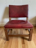 Vintage Chair with Wood Legs & Decorative Brass Brads