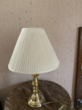 Small Brass Tone Table Lamp with Shade