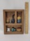 Vintage Wooden Mini Shelf with Ceramic Miniatures