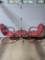Set of 2 Red Metal Armchairs and Red Metal Table