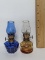 Lot of 2 Vintage Glass Mini Oil Lamps Made in Hong Kong