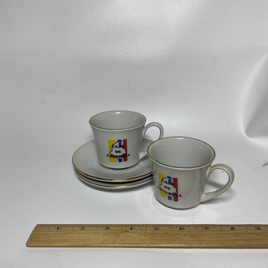 Set of Cafe De Colombia Cups and Plates