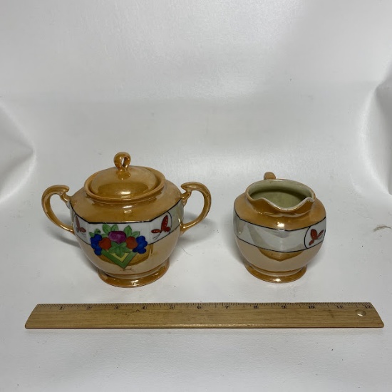 Vintage Ceramic Sugar Dish and Creamer
