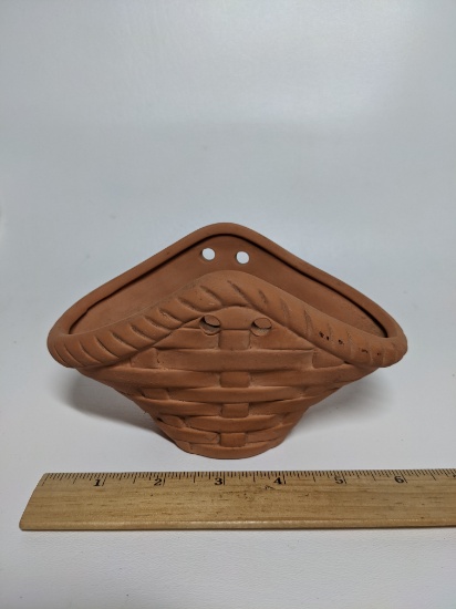 Vintage Clay Pottery Basket