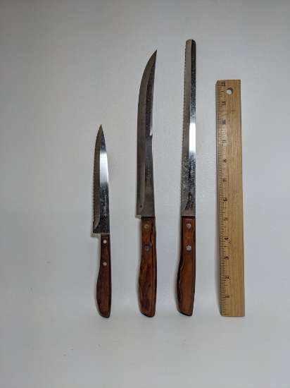 Set of 3 Vintage Stainless Imperial Diamond Edge Knives