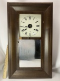 Vintage Wooden Wall Clock with Mirrored Front