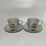 Pair of Cafe De Colombia Tea Cups and Saucers