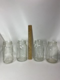 Lot of 4 Vintage Glass Mason Jars