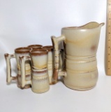 Set of 5 Vintage Frankoma Pottery Pitcher & Mugs