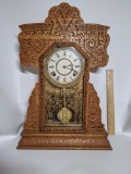 Vintage Wooden Ingraham Gingerbread Wall Clock