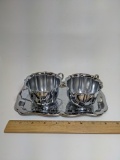 Vintage Aluminum Plated Shelton-Ware Creamer, Sugar Dish, and Tray