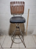 Vintage Wooden Back Bar Stool