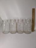 Lot of 3 Glass Kerr Mason Jar with Plain Glass Mason Jar