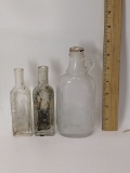 Lot of 3 Vintage Glass Bottles