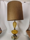 Vintage Yellow Glass Lamp - Works