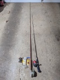 Lot of Vintage Fishing Poles and Misc. Fishing Equipment