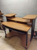Wooden Multi Tier Desk on Wheels