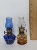 Lot of 2 Vintage Glass Mini Oil Lamps Made in Hong Kong