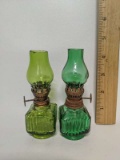 Lot of 2 Vintage Glass Mini Oil Lamps Made in Hong Kong