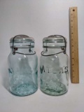 Lot of 2 Vintage Glass Atlas Mason Jars with Lids