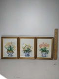 Lot of 3 Vintage Floral Prints Signed Barbara Mock