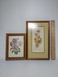 Lot of 2 Vintage Floral Print and Cross Stitch
