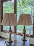 Set of 2 Vintage Brass Table Lamps